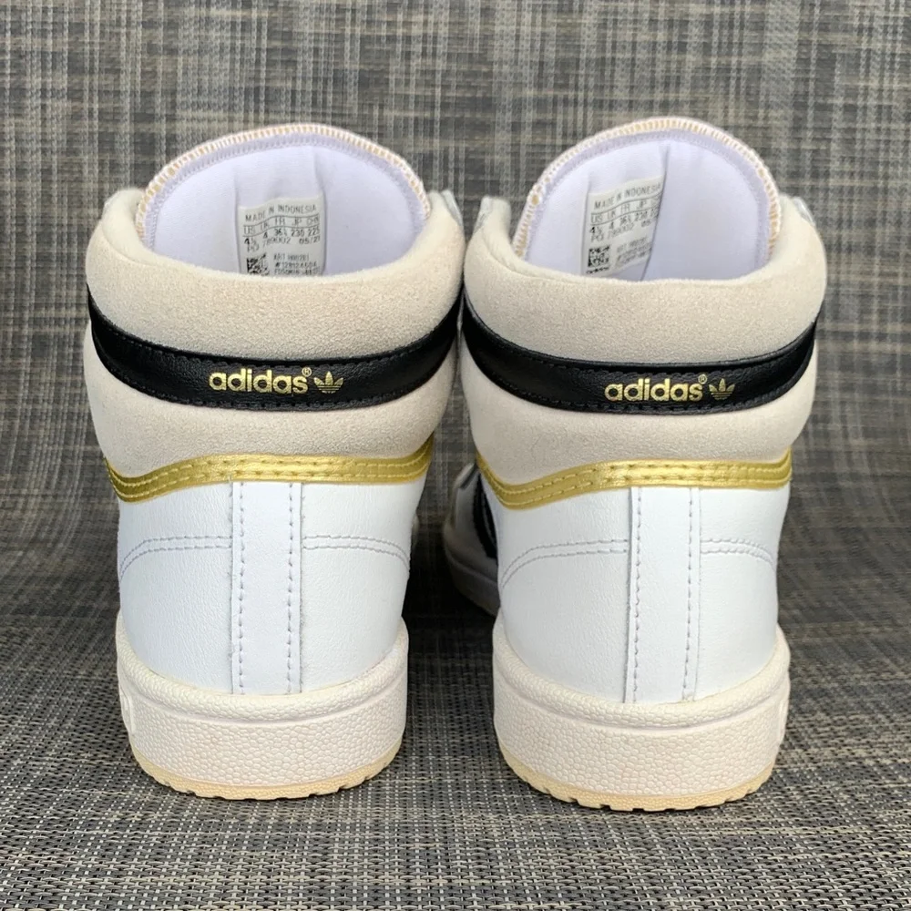 adidas Top Ten High-Top 'White Black Gold' Big Kids Sneakers size 4.5